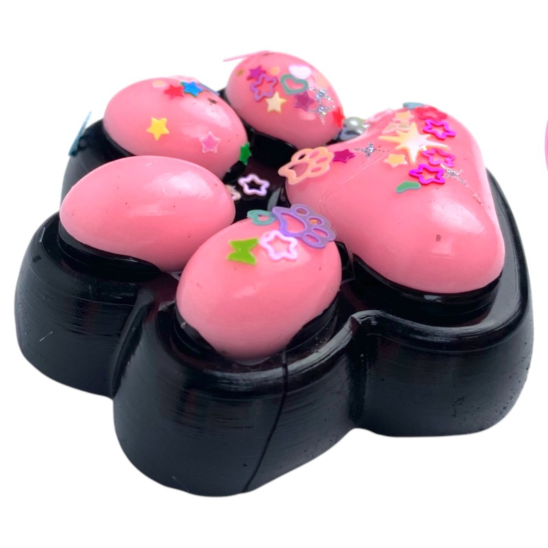 Gniotek łapka Czarna z brokatem Mochi Macaron Flavor