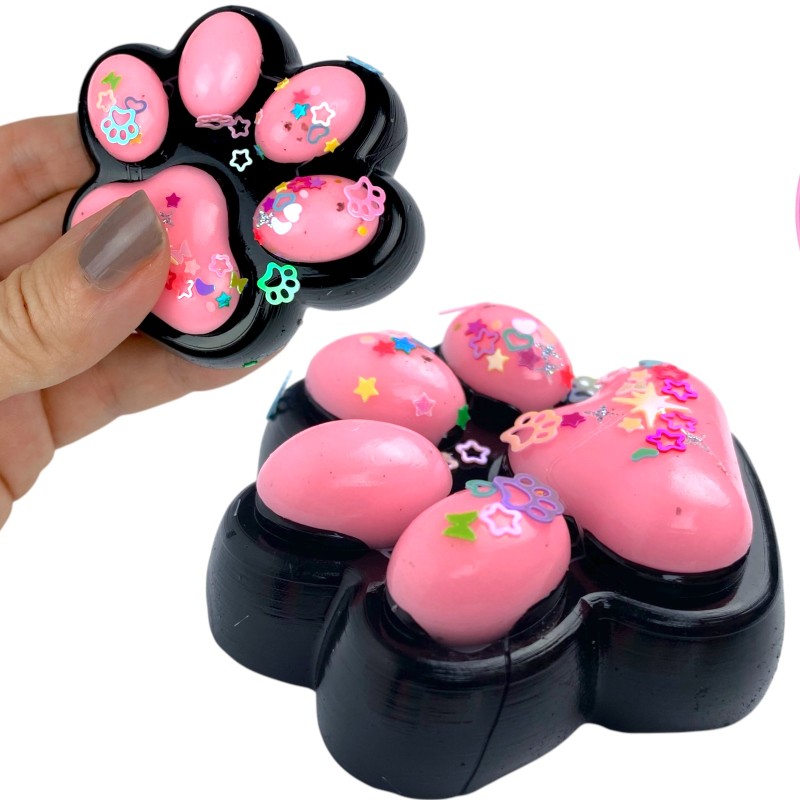 Gniotek łapka Czarna z brokatem Mochi Macaron Flavor