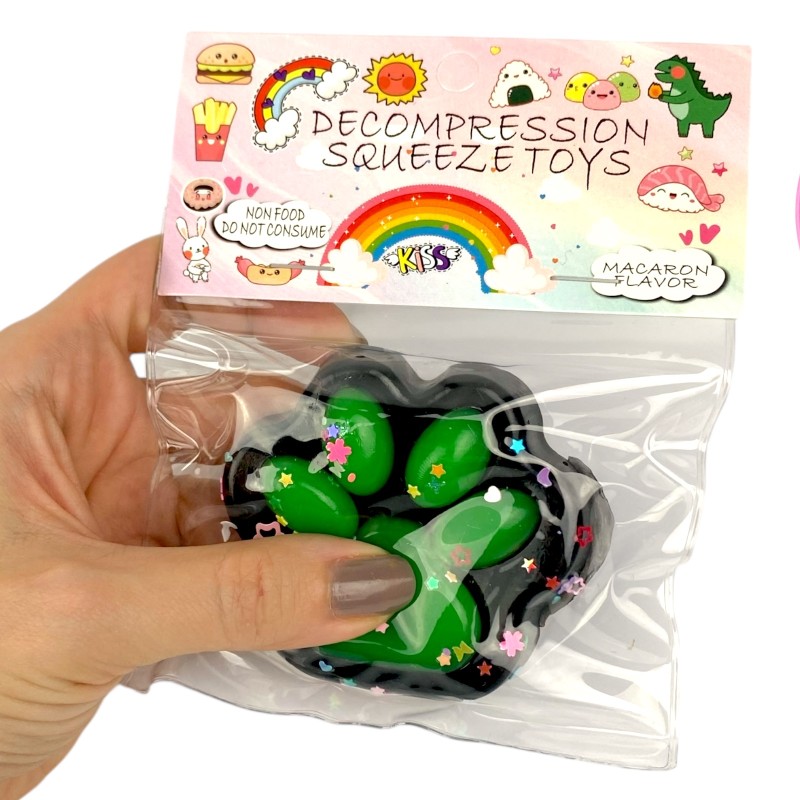 Gniotek łapka Czarna z brokatem Mochi Macaron Flavor