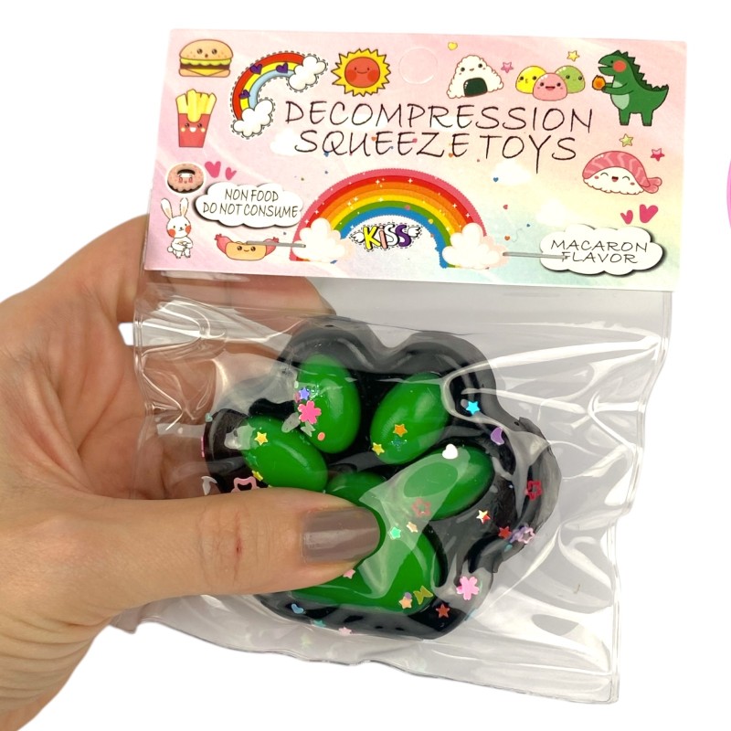 Gniotek łapka Czarna z brokatem Mochi Macaron Flavor