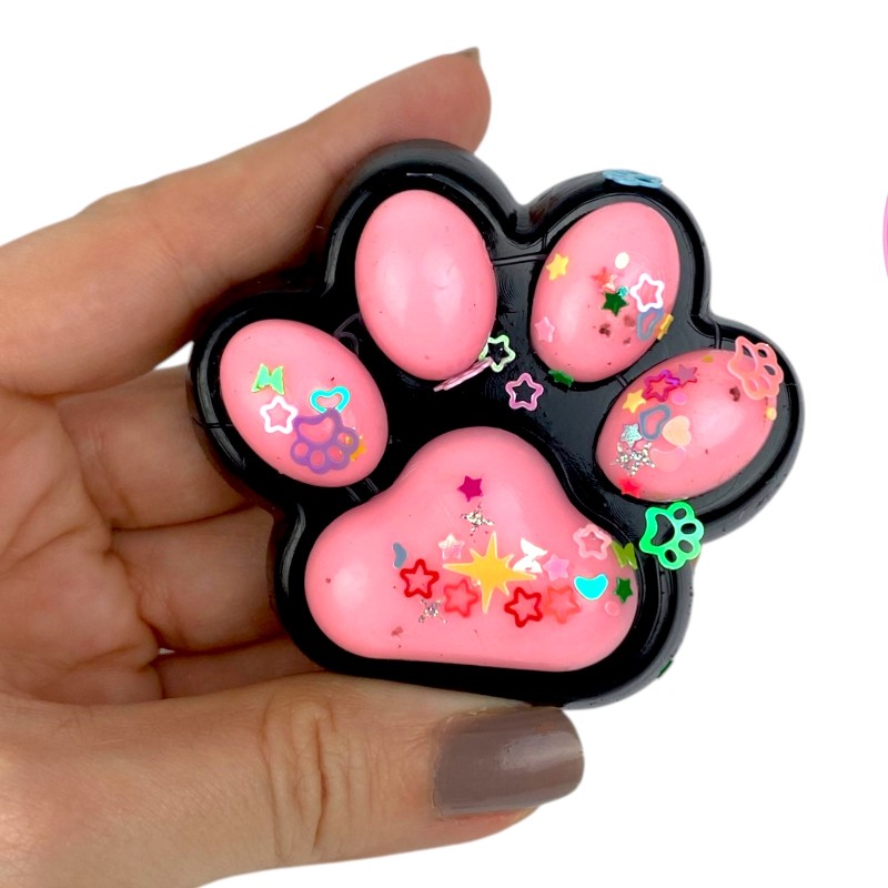 Gniotek łapka Czarna z brokatem Mochi Macaron Flavor