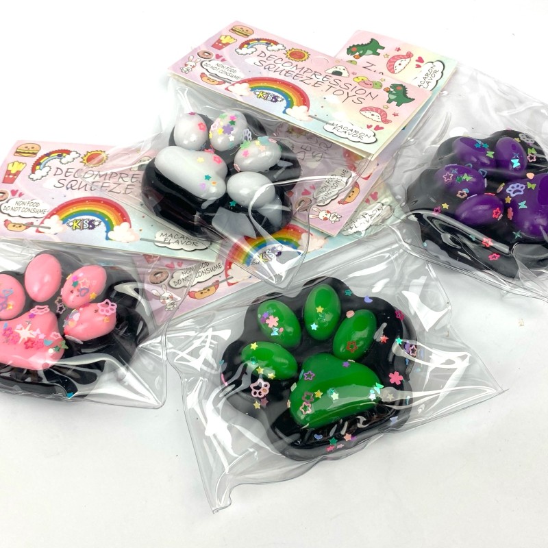 Gniotek łapka Czarna z brokatem Mochi Macaron Flavor