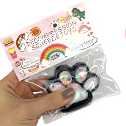 Gniotek łapka Czarna z brokatem Mochi Macaron Flavor