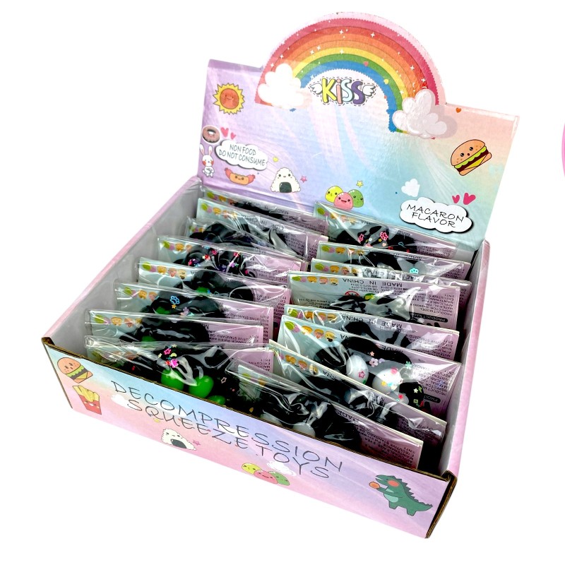 Gniotek łapka Czarna z brokatem Mochi Macaron Flavor