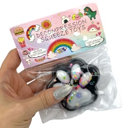 Gniotek łapka Czarna z brokatem Mochi Macaron Flavor