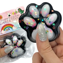 Gniotek łapka Czarna z brokatem Mochi Macaron Flavor