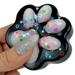 Gniotek łapka Czarna z brokatem Mochi Macaron Flavor