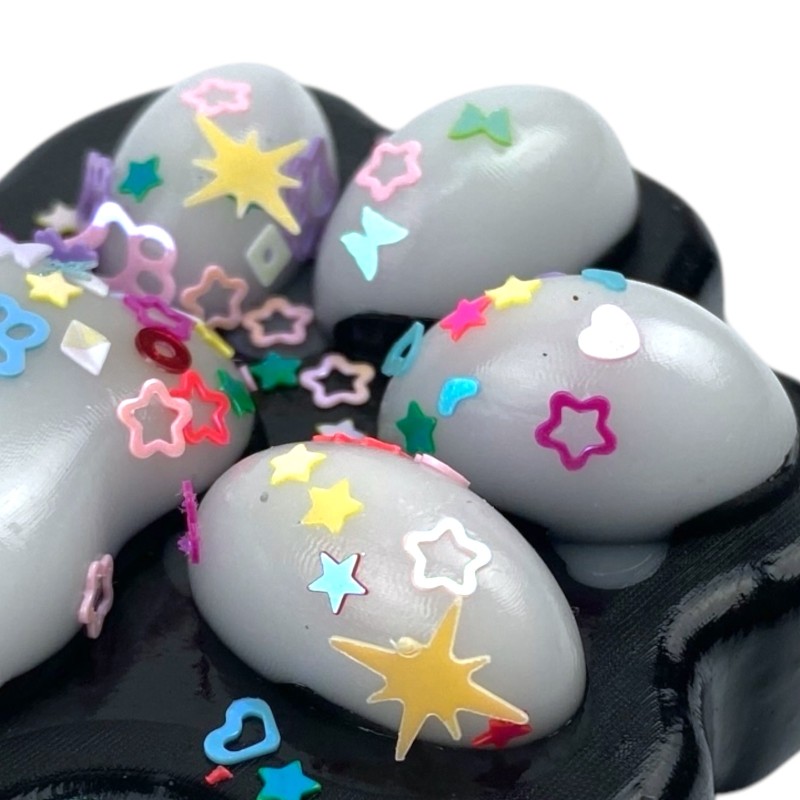 Gniotek łapka Czarna z brokatem Mochi Macaron Flavor