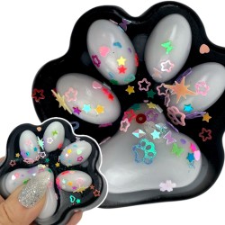 Gniotek łapka Czarna z brokatem Mochi Macaron Flavor