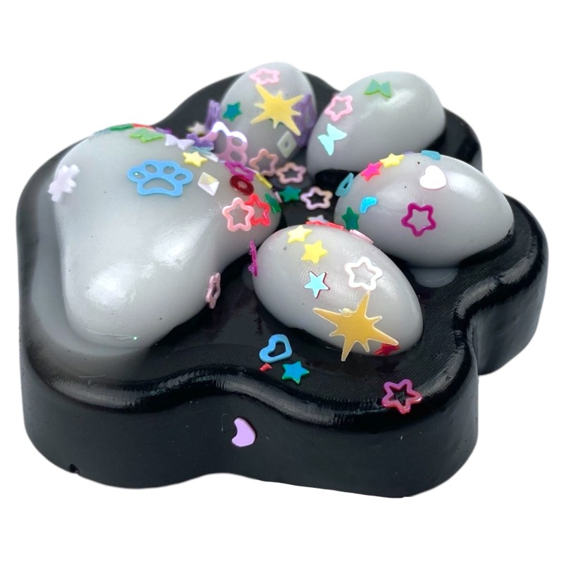 Gniotek łapka Czarna z brokatem Mochi Macaron Flavor