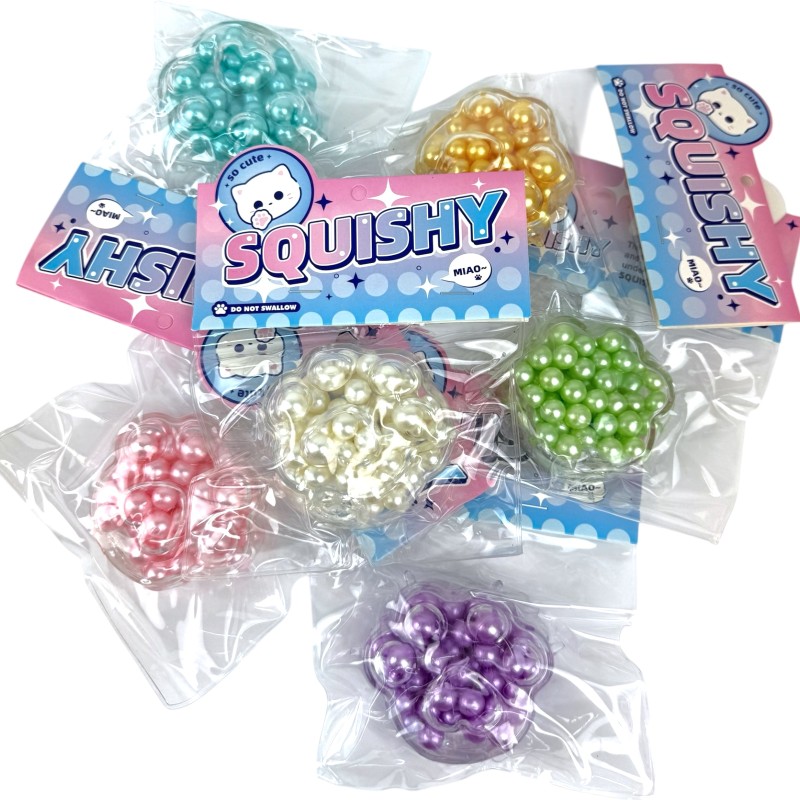 Kocia Łapka z Perełkami Perłowa Taba Squishy Catpaw