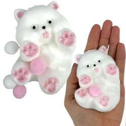 Gniotek kotek biały z różowymi łapkami i kuleczkami