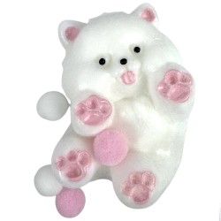 Gniotek kotek biały z różowymi łapkami i kuleczkami