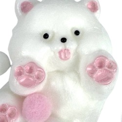 Gniotek kotek biały z różowymi łapkami i kuleczkami