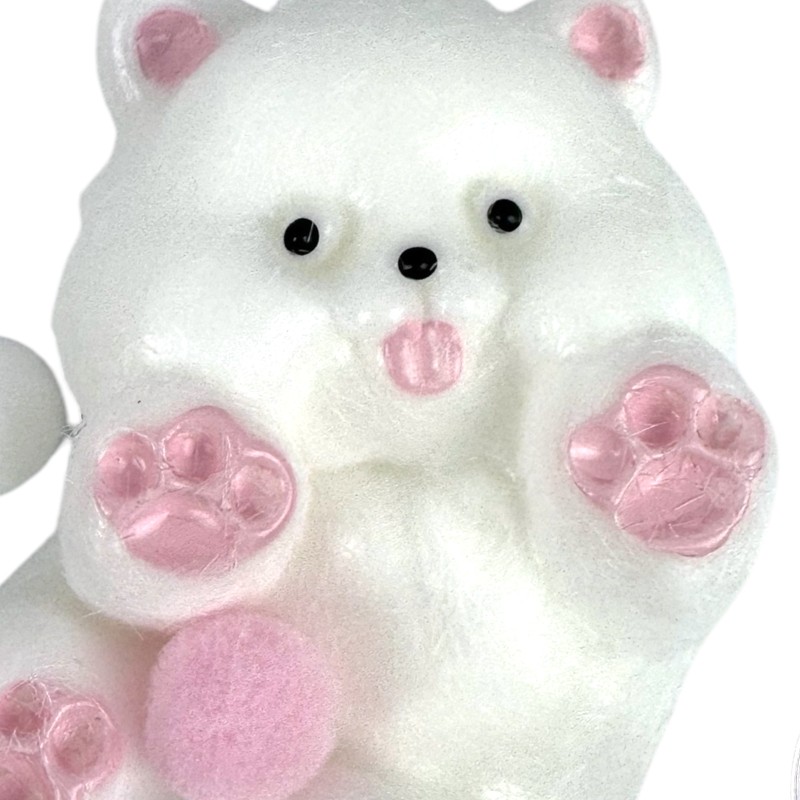 Gniotek kotek biały z różowymi łapkami i kuleczkami