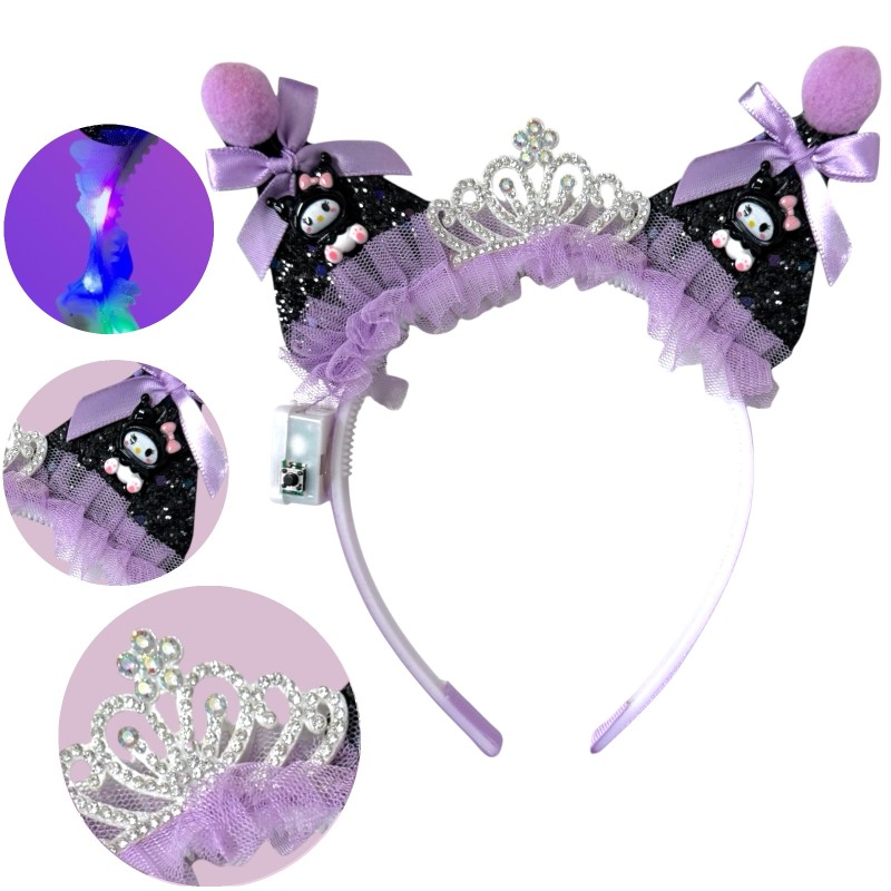 Opaska z uszami Kawaii Kuromi LED
