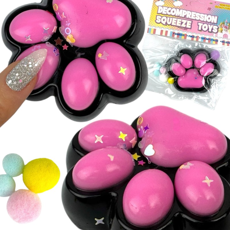 Gniotek łapka Czarna z brokatem Mochi Macaron Flavor