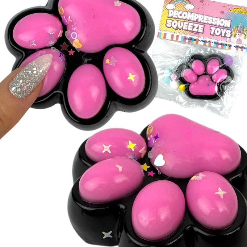 Gniotek łapka Czarna z brokatem Mochi Macaron Flavor