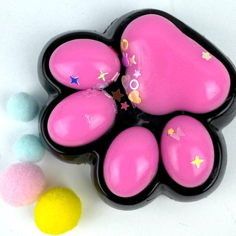 Gniotek łapka Czarna z brokatem Mochi Macaron Flavor