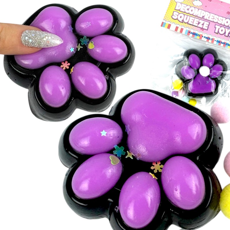 Gniotek łapka Czarna z brokatem Mochi Macaron Flavor