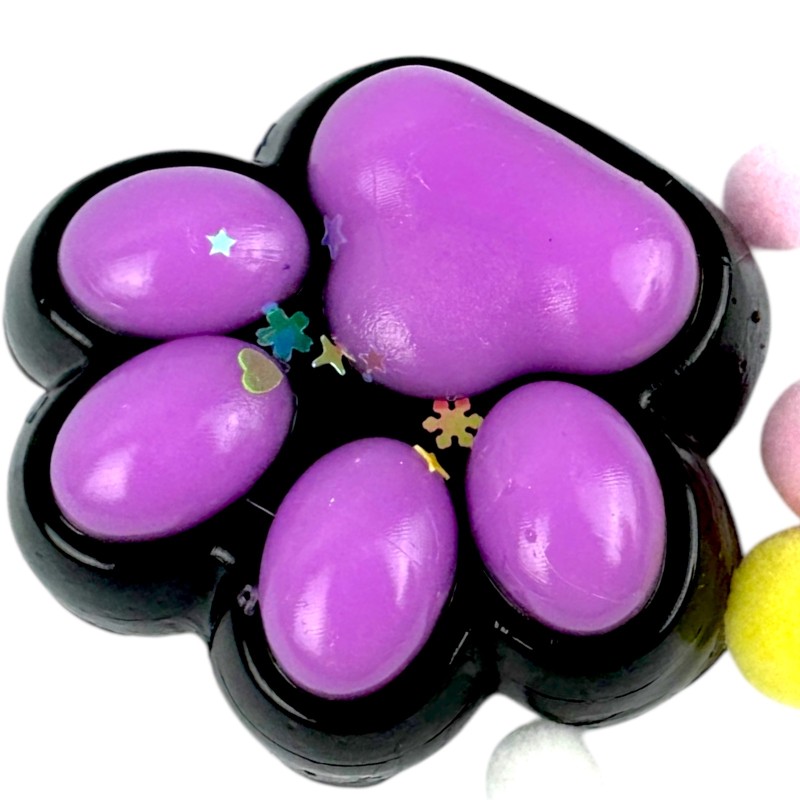 Gniotek łapka Czarna z brokatem Mochi Macaron Flavor