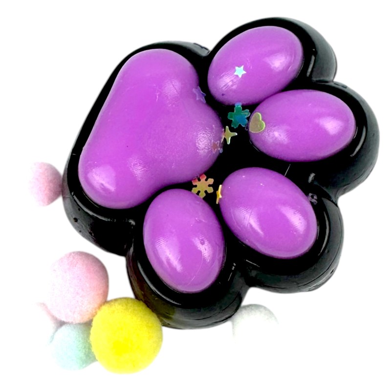 Gniotek łapka Czarna z brokatem Mochi Macaron Flavor