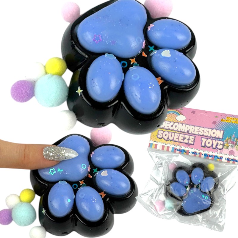 Gniotek łapka Czarna z brokatem Mochi Macaron Flavor