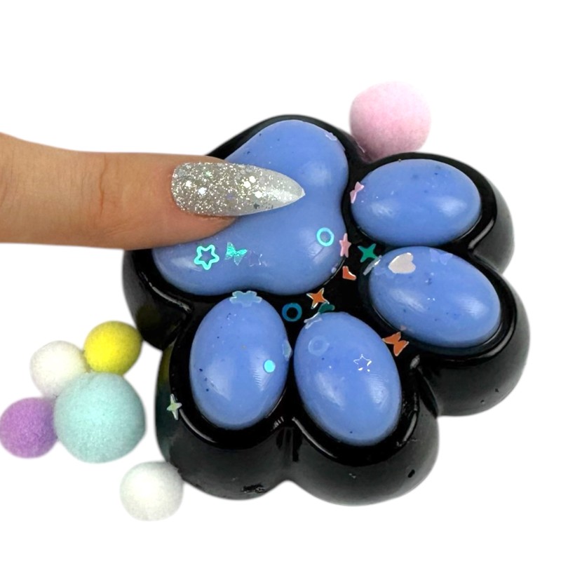 Gniotek łapka Czarna z brokatem Mochi Macaron Flavor