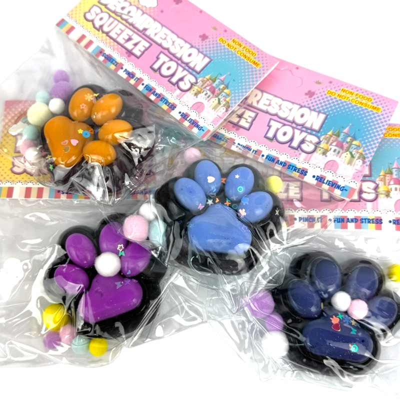 Gniotek łapka Czarna z brokatem Mochi Macaron Flavor