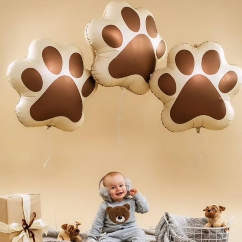 Balon foliowy Łapka Psa 67x60cm brązowa