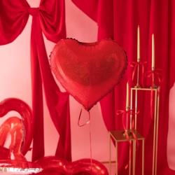 Balon foliowy alumionwy serce brokat czerwone walentynki 45cm