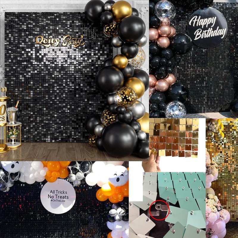 Panel Dekoracyjny czarny 30x30cm tło ścianka cekiny kwadrat