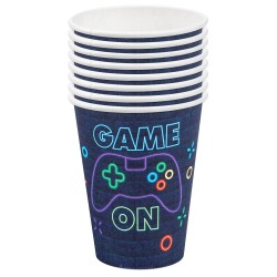 Duży Zestaw Talerzyki kubeczki serwetki słomki GameOn Gaming 40szt