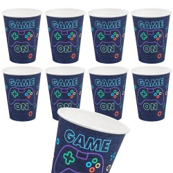 Duży Zestaw Talerzyki kubeczki serwetki słomki GameOn Gaming 40szt
