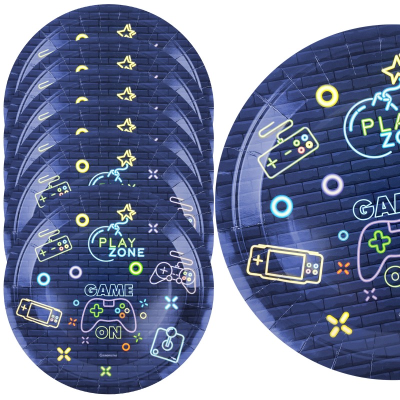 Talerzyki papierowe jednorazowe GameOn gaming 23cm 6 sztuk