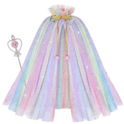 Tiara Berło Peleryna Tęczowa z błyszczącymi gwiazdkami