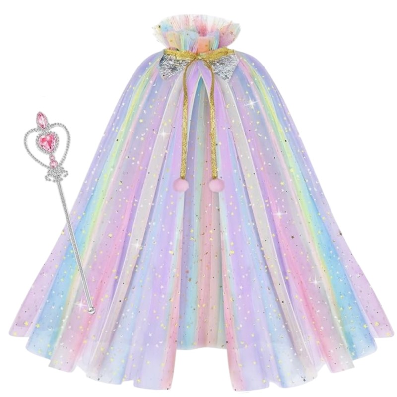 Tiara Berło Peleryna Tęczowa z błyszczącymi gwiazdkami