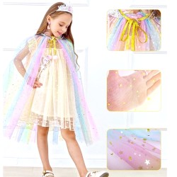 Tiara Berło Peleryna Tęczowa z błyszczącymi gwiazdkami