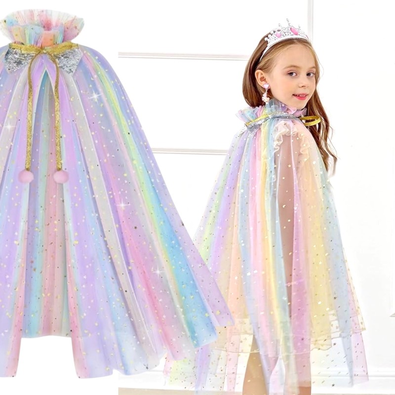 Tiara Berło Peleryna Tęczowa z błyszczącymi gwiazdkami