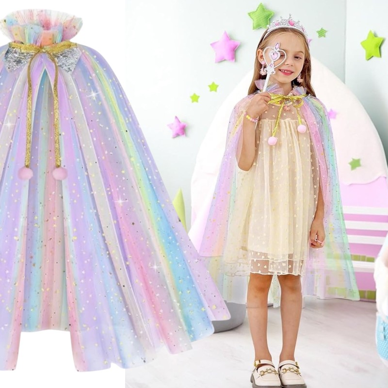 Tiara Berło Peleryna Tęczowa z błyszczącymi gwiazdkami