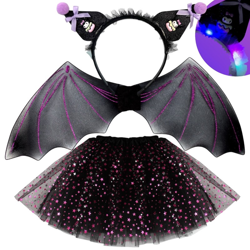 Zestaw Kostium Strój Sanrio Kuromi Cosplay tutu Skrzydła