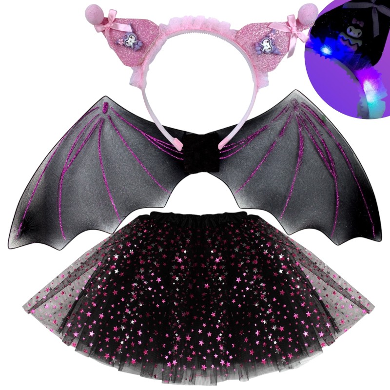 Zestaw Kostium Strój Sanrio Kuromi Cosplay tutu Skrzydła