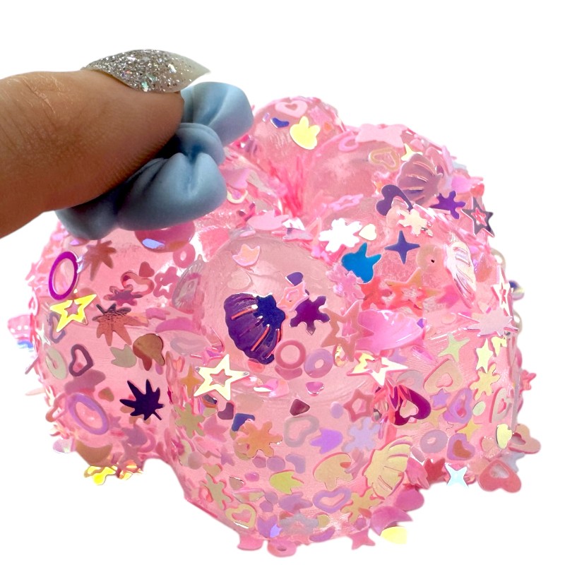 Gniotek Kocia Łapka CEKIN Squishy z brokatową posypką