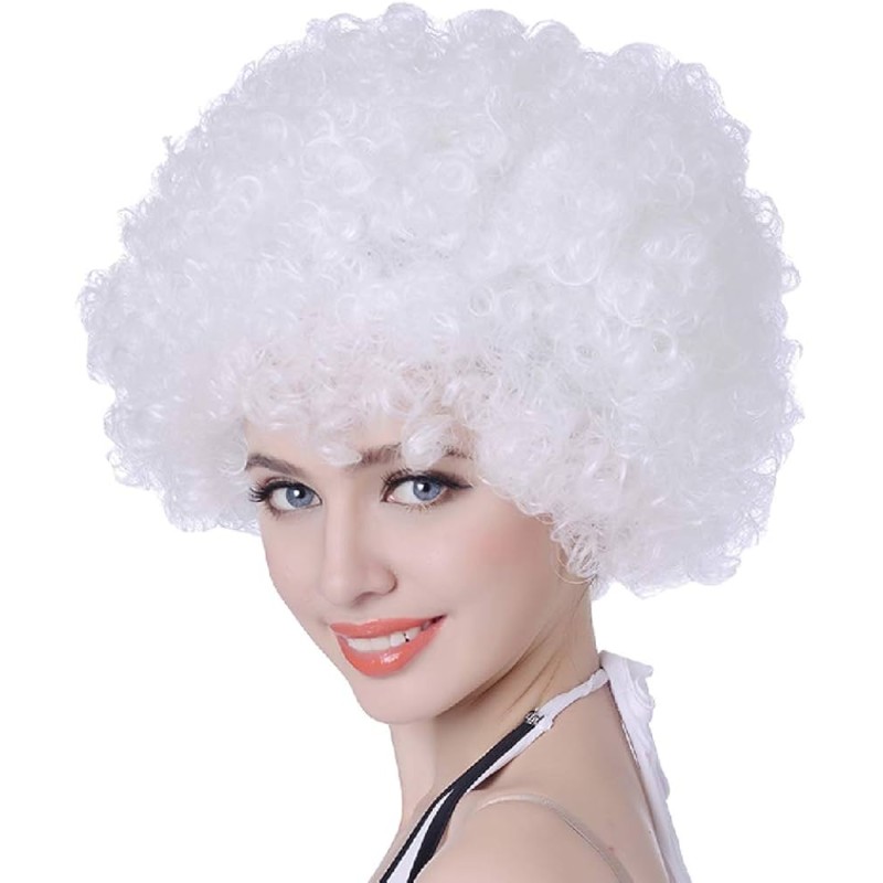 Peruka afro biała na festiwale i imprezy