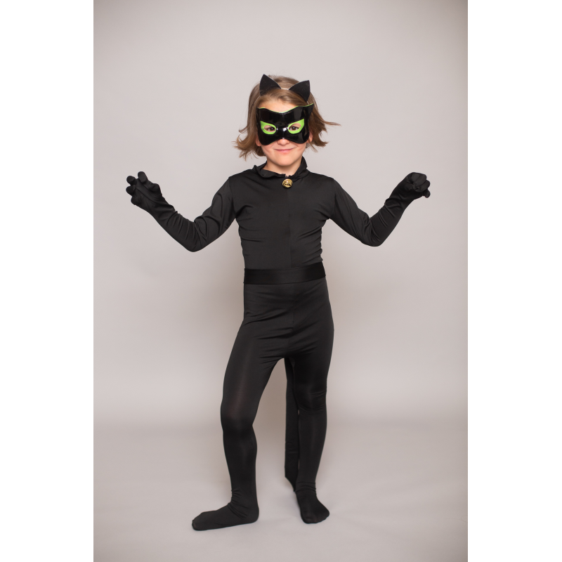 Strój Czarnego Kota Kombinezon z maską i opaską