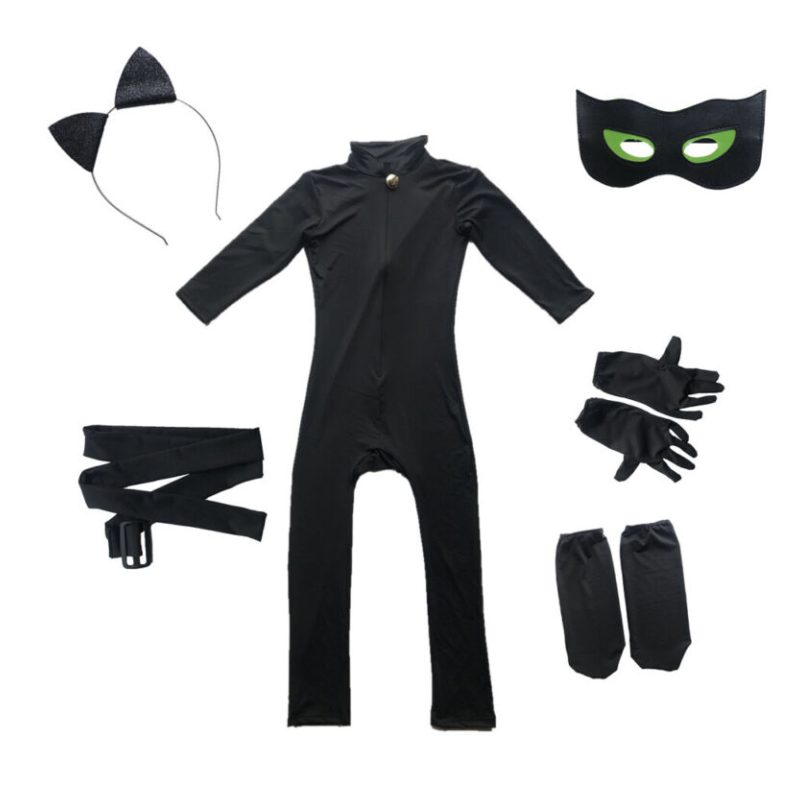 Strój Czarnego Kota Kombinezon z maską i opaską