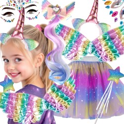 Magiczny Strój Jednorożec Duży Zestaw z Tutu skrzydełka różdżka