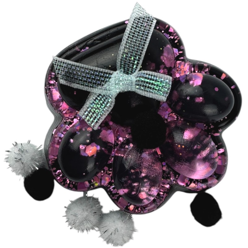 Gniotek łapka czarna galaxy z kolorowym brokatem