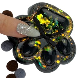 Gniotek łapka czarna galaxy z kolorowym brokatem