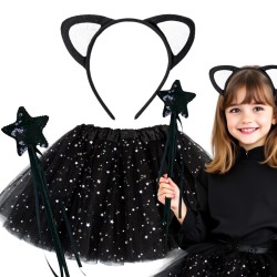 Zestaw Strój Kotka różdżka kryształki + Taba kocia łapka